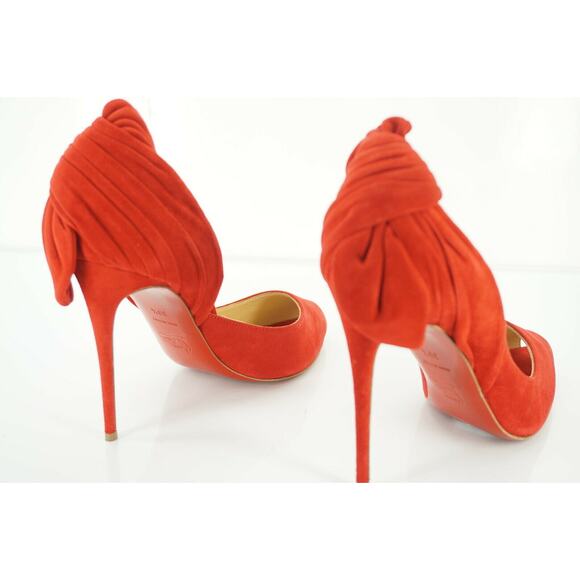 Christian Louboutin Red Suede Barbara Bow Heels d'Orsay Pumps Size 39.5 NIB - Picture 10 of 12